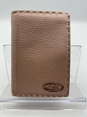 Fendi Dusty Rose Pebbled Leather kiss lock wallet